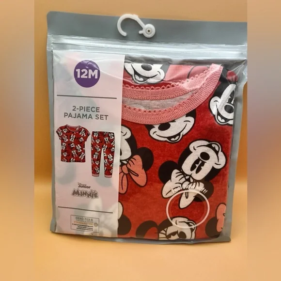Disney Minnie Mouse Red and Pink Kids Pajama Set - Picture 2 of 5